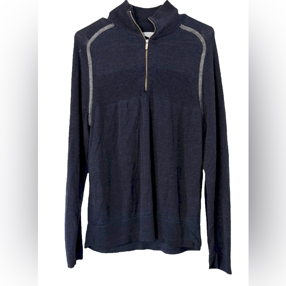 Smartwool Men’s 1/4 Zip Sweater Navy &Gray Size Medium Merino Wool Blend *Read
